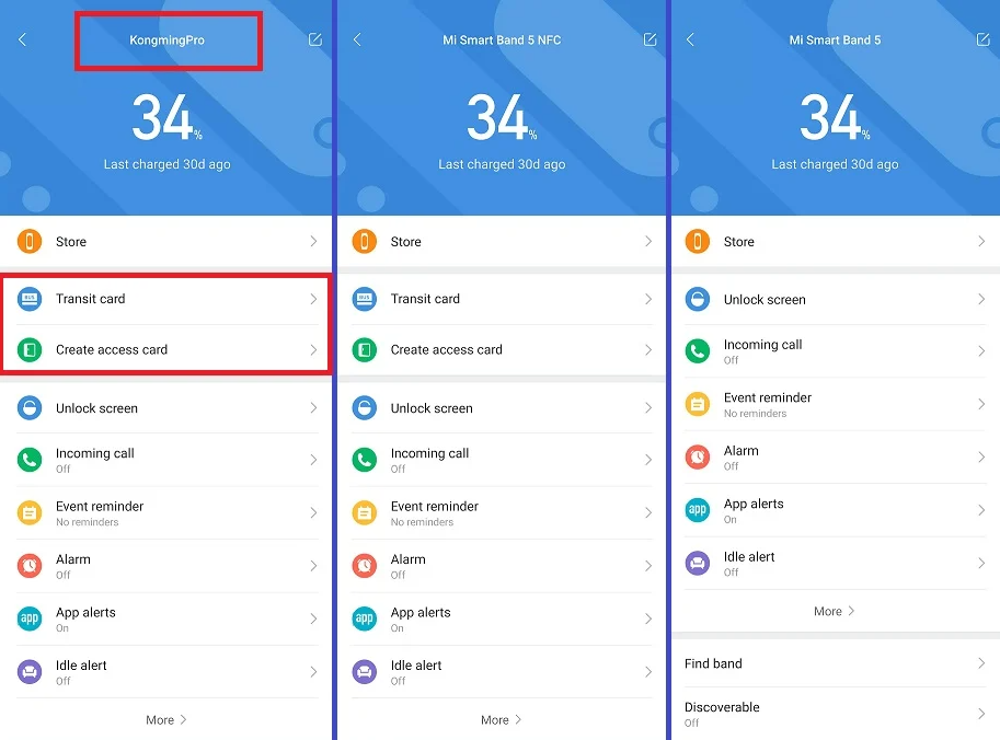 Скриншот приложения Mi Wear с демонстрацией возможности существования браслета Xiaomi Mi Band 5 PRO