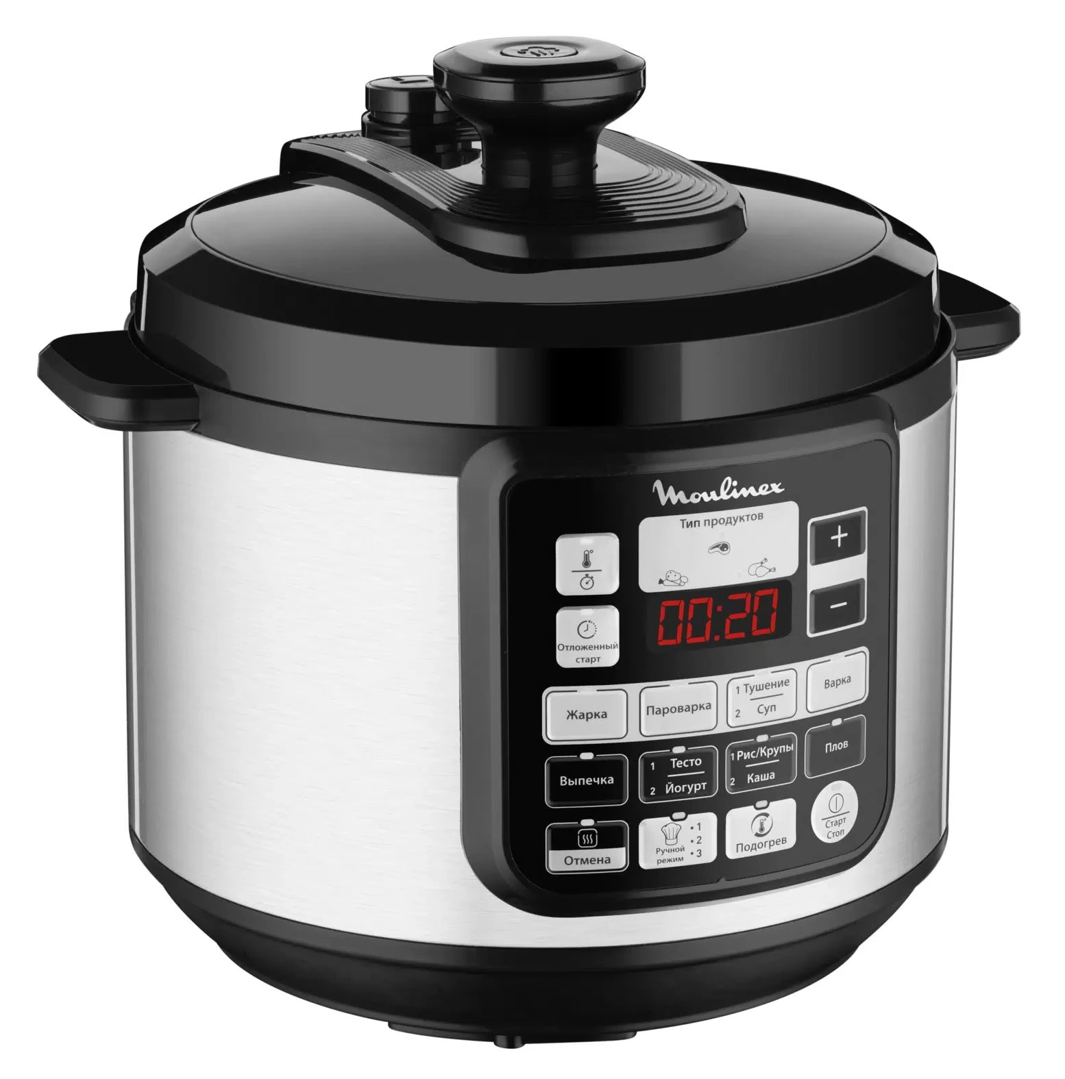 Мультиварка-скороварка Moulinex CE620D32 черный/серебристый, 3.5 л, 1000 Вт, кнопки, 22 программы, вид 2