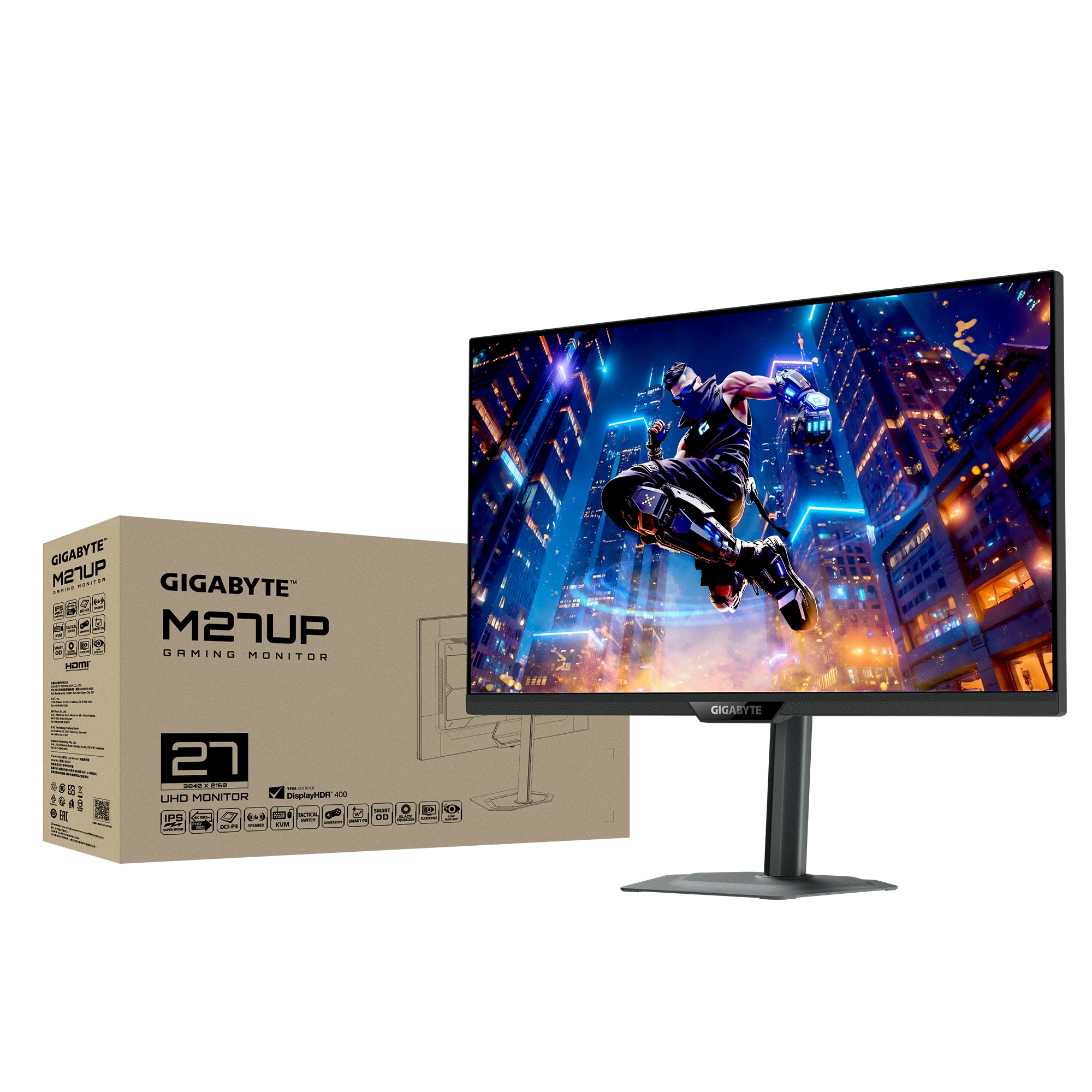 Монитор 27' Gigabyte M27UP EK IPS 3840x2160, 160 Гц, 1 мс, 16:9, 350 кд/м², 2xHDMI 2.1, DP 1.4, USB-C, USB Hub (4x USB 3.2), 3.5 Jack, динамики (2x5 Вт), DisplayHDR 400, FreeSync Premium, G-Sync Compatible, VESA 100x100, черный, фото7
