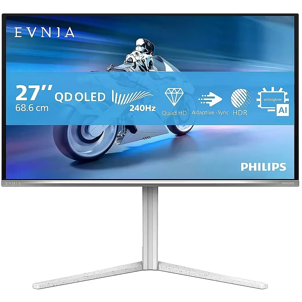Монитор 26.5" Philips 27M2N6501L QD-OLED 2560x1440, 240 Гц, 0.03 мс, 16:9, 400 кд/м², 2xHDMI, DisplayPort, HDR, Flicker Free, белый