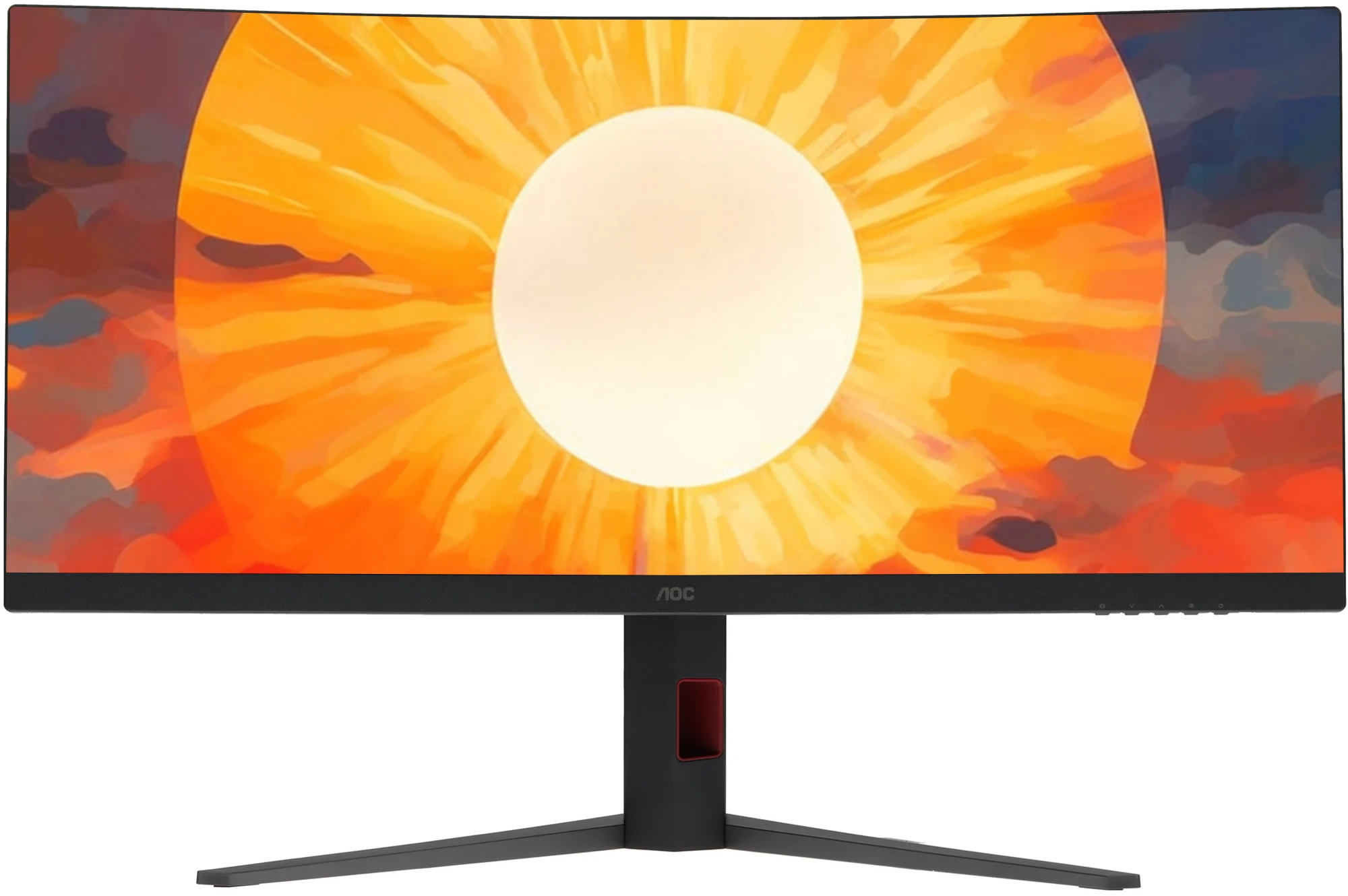 Монитор 34' AOC CU34G4 VA 3440x1440, 180 Гц, 0.5 мс, 21:9, 300 кд/м², HDMI 2.0, DP 1.4, 3.5 Jack, HDR10, FreeSync Premium, Adaptive-Sync, изогнутый экран (1500R), черный/красный