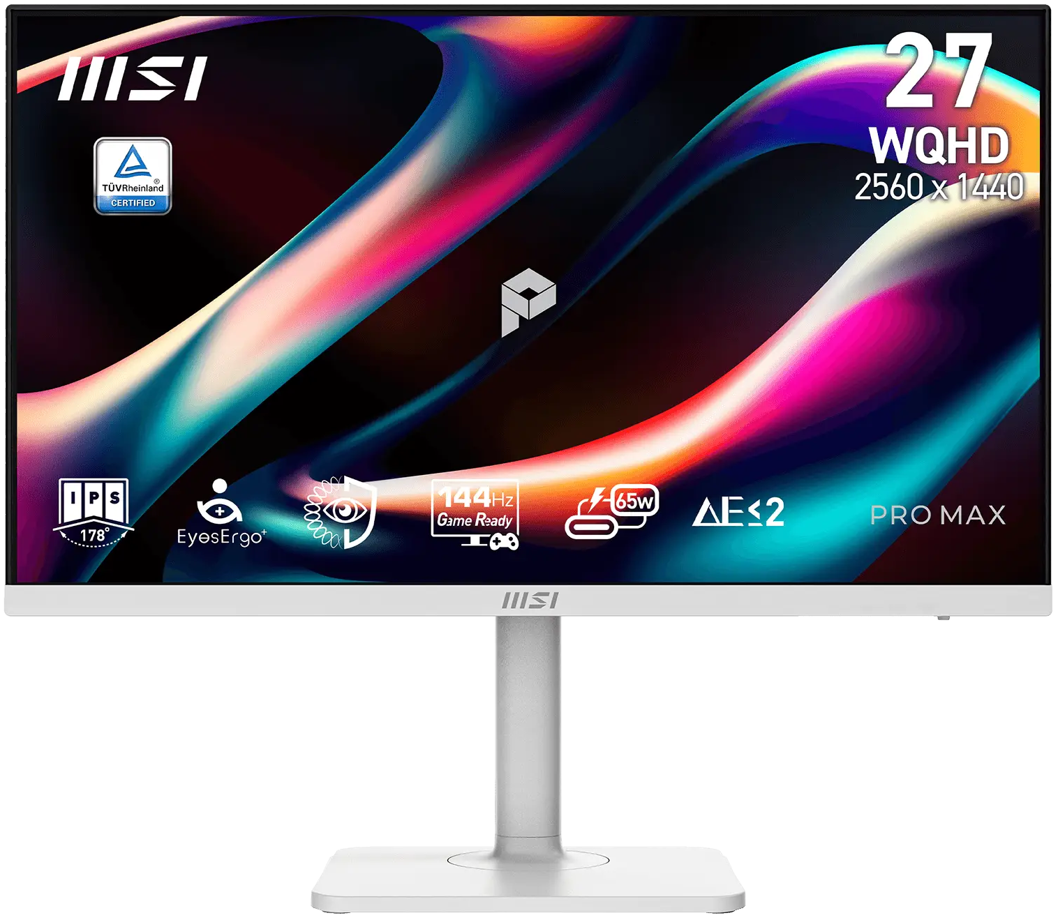 Монитор MSI 27" Pro Max 271QPHW E14 белый IPS LED 4ms 16:9 HDMI M/M матовая HAS Piv 1500:1 300cd 178гр/178гр 2560x1440 144Hz DP Quad 2K (1440p) USB 6.4кг