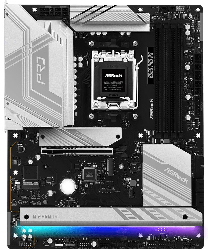 Материнская плата ASRock B850 PRO RS, AM5, AMD B850, 4xDDR5, 4xSATA, 4xM.2, 1xPCIe 5.0 x16, 1xPCIe 4.0 x4, 1xHDMI, 1xUSB-C, 1x2.5Gb LAN, 1xUSB-C 10Gbps, 1xUSB-C 5Gbps, 4xUSB-A 5Gbps, 6xUSB-A 2.0, 3x3.5 мм, 7.1, ATX, фото4
