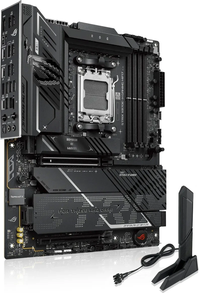 Материнская плата ASUS ROG STRIX X870E-H GAMING WIFI7, AM5, AMD X870E, 4xDDR5, 4xSATA, 4xM.2, 1xPCIe 5.0 x16, 1xPCIe 4.0 x4, 1xHDMI, 2xUSB-C 40Gbps (USB4), 1xUSB-C 10Gbps, 3xUSB-A 10Gbps, 6xUSB-A 5Gbps, 2xUSB-A 2.0, 2x3.5 мм, 7.1, ATX, фото3
