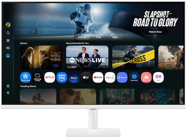 Монитор 32' Samsung Smart Monitor M7 S32FM703UI VA 3840x2160, 60 Гц, 4 мс, 16:9, 300 кд/м², 2xHDMI 2.0, USB-C (65 Вт PD), USB Hub (3x USB-A), динамики (2x10 Вт), HDR10+, Tizen OS, Wi-Fi 5, Bluetooth 5.2, пульт ДУ, белый