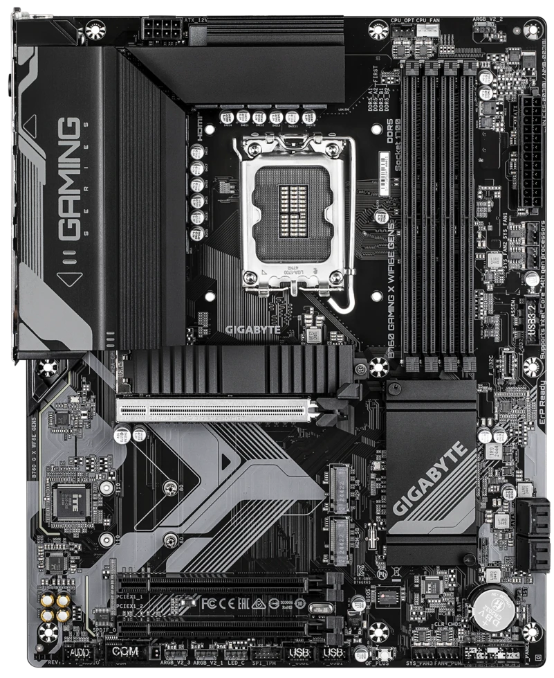 Материнская плата Gigabyte B760 GAMING X WIFI6E GEN5, LGA1700, Intel B760, 4xDDR5, 4xSATA, 3xM.2, 1xPCIe 5.0 x16, 2xPCIe 3.0 x1, 1xHDMI, 1xDP, 1x2.5Gb LAN, Wi-Fi 6E, Bluetooth 5.3, 1xUSB-C 5Gbps, 1xUSB-A 10Gbps, 1xUSB-A 5Gbps, 5xUSB-A 2.0, 6x3.5 мм, 7.1, ATX