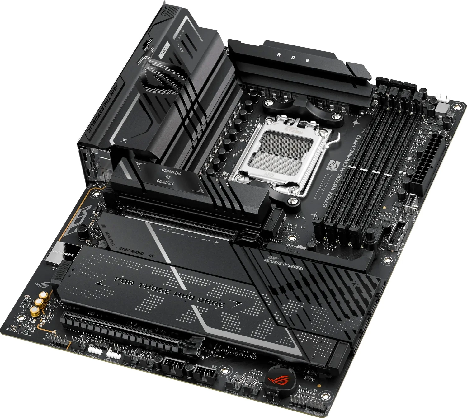 Материнская плата ASUS ROG STRIX X870E-H GAMING WIFI7, AM5, AMD X870E, 4xDDR5, 4xSATA, 4xM.2, 1xPCIe 5.0 x16, 1xPCIe 4.0 x4, 1xHDMI, 2xUSB-C 40Gbps (USB4), 1xUSB-C 10Gbps, 3xUSB-A 10Gbps, 6xUSB-A 5Gbps, 2xUSB-A 2.0, 2x3.5 мм, 7.1, ATX, фото9