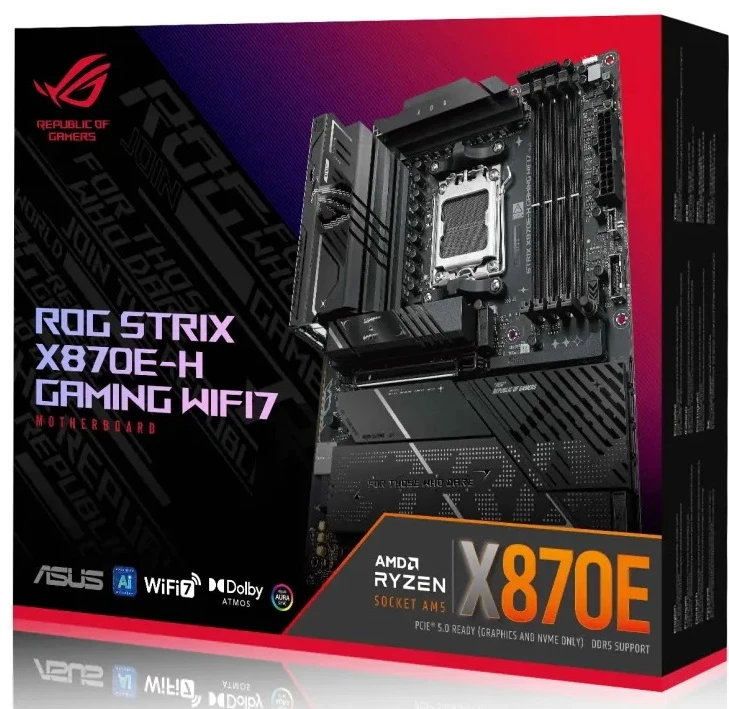 Материнская плата ASUS ROG STRIX X870E-H GAMING WIFI7, AM5, AMD X870E, 4xDDR5, 4xSATA, 4xM.2, 1xPCIe 5.0 x16, 1xPCIe 4.0 x4, 1xHDMI, 2xUSB-C 40Gbps (USB4), 1xUSB-C 10Gbps, 3xUSB-A 10Gbps, 6xUSB-A 5Gbps, 2xUSB-A 2.0, 2x3.5 мм, 7.1, ATX, фото14