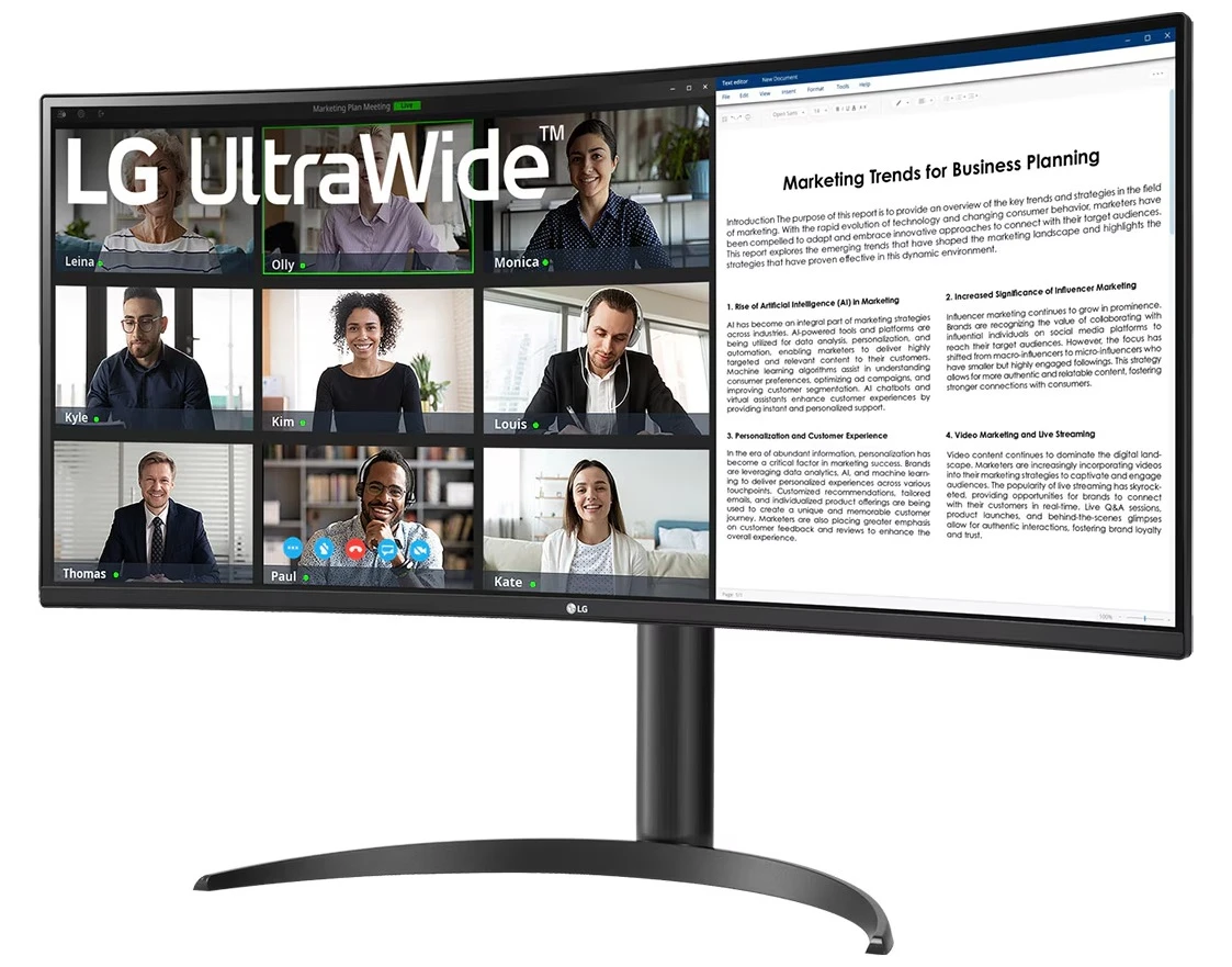 Монитор 34' LG UltraWide 34WR55QK-B VA 3440x1440, 100 Гц, 5 мс, 21:9, 300 кд/м², DP 1.4, 2xHDMI 2.0, USB Type-C, USB Hub, изогнутый экран (1800R), черный