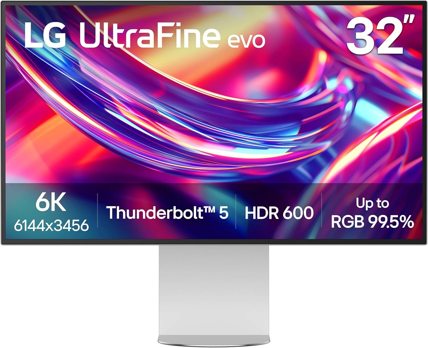 Монитор 31.5" LG UltraFine 32U990A-S IPS 6144x3456, 60 Гц, 5 мс, 16:9, DisplayHDR 600, 450 кд/м², Thunderbolt 5 (x2), USB-C (96 Вт), встроенные динамики, Flicker Free, Low Blue Light, авторегулировка яркости, PIP, регулировка по высоте, поворот на 90 градусов, трехсторонний безрамочный дизайн, серый