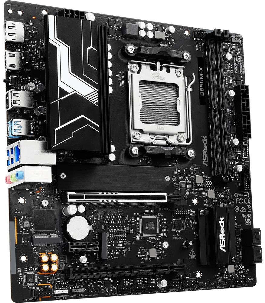 Материнская плата ASROCK B850M-X R2.0, AM5, AMD B850, 2xDDR5, 4xSATA, 2xM.2, 1xPCIe 5.0 x16, 1xPCIe 4.0 x4, 1xPCIe 3.0 x1, 1xDP, 1xHDMI, 1x2.5Gb LAN, 1xUSB-C 5Gbps, 3xUSB-A 5Gbps, 2xUSB-A 2.0, 3x3.5 мм, 7.1, mATX, фото3