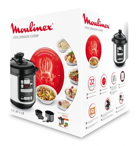 Мультиварка-скороварка Moulinex CE620D32 черный/серебристый, 3.5 л, 1000 Вт, кнопки, 22 программы, вид 5