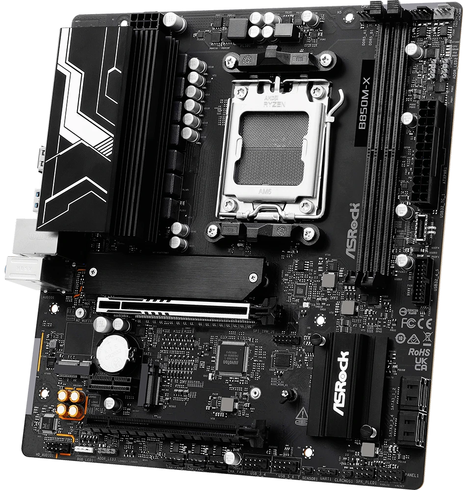 Материнская плата ASROCK B850M-X R2.0, AM5, AMD B850, 2xDDR5, 4xSATA, 2xM.2, 1xPCIe 5.0 x16, 1xPCIe 4.0 x4, 1xPCIe 3.0 x1, 1xDP, 1xHDMI, 1x2.5Gb LAN, 1xUSB-C 5Gbps, 3xUSB-A 5Gbps, 2xUSB-A 2.0, 3x3.5 мм, 7.1, mATX, фото4