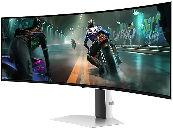 Монитор 49' Samsung Odyssey OLED G9 S49DG910SI OLED 5120x1440, 144 Гц, 0.03 мс, 32:9, 250 кд/м², DisplayHDR True Black 400, DP 1.4, HDMI 2.1, microHDMI 2.1, 3.5 Jack, FreeSync Premium Pro, PIP, изогнутый экран (1800R), серебристый, фото2