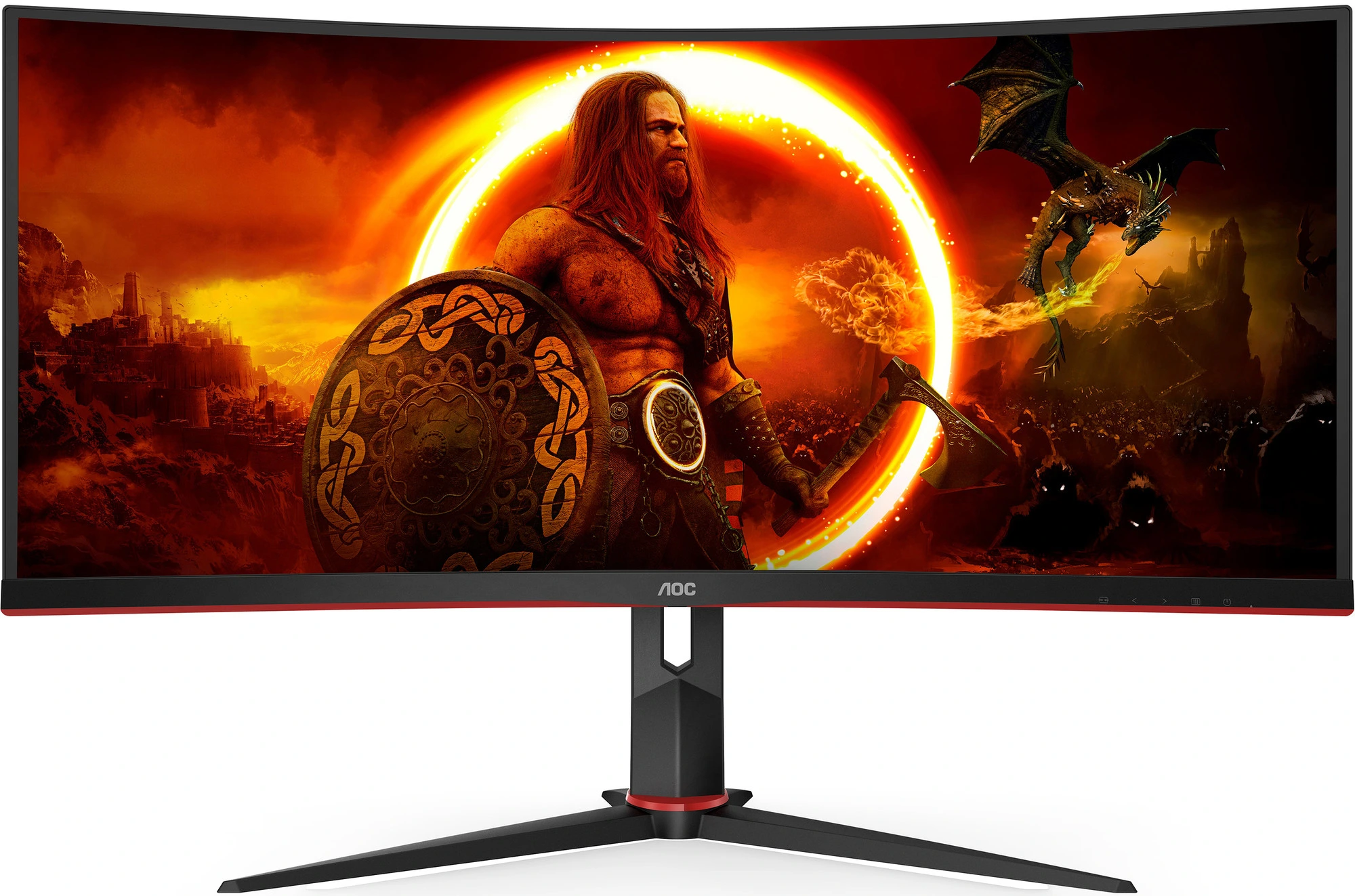 Монитор 34" AOC CU34G2XP VA 3440x1440, 180 Гц, 1 мс, 21:9, 430 кд/м², 2xHDMI, 2xDisplayPort, изогнутый экран, Flicker Free, Low Blue Light, черный
