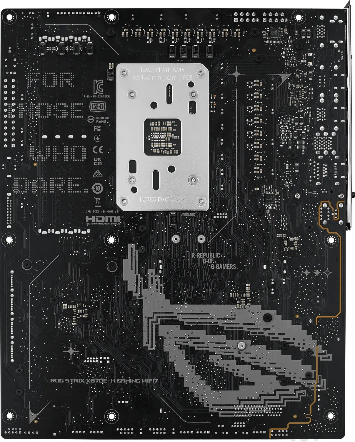 Материнская плата ASUS ROG STRIX X870E-H GAMING WIFI7, AM5, AMD X870E, 4xDDR5, 4xSATA, 4xM.2, 1xPCIe 5.0 x16, 1xPCIe 4.0 x4, 1xHDMI, 2xUSB-C 40Gbps (USB4), 1xUSB-C 10Gbps, 3xUSB-A 10Gbps, 6xUSB-A 5Gbps, 2xUSB-A 2.0, 2x3.5 мм, 7.1, ATX, фото2