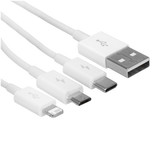 Кабель Baseus Lightning 8-pin, micro USB-B, USB Type-C - USB Type-A белый