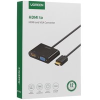 Переходник однонаправленный Ugreen HDMI - VGA+HDMI+Jack 3.5, 0.3 м