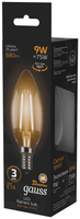 Лампа филаментная Gauss Filament Свеча 9W 680lm 2700К Е14 LED 1/10/50