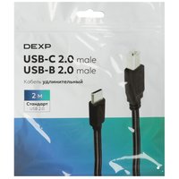 Кабель DEXP USB Type-C - USB Type-B черный 2 м