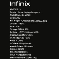 15.6" Ноутбук Infinix XBOOK B15 BL51A7H серый