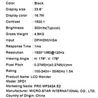 23.8" Монитор MSI PRO MP242A E2 черный