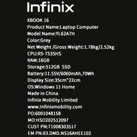 16" Ноутбук Infinix XBOOK 16 серебристый