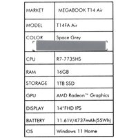 14" Ноутбук Tecno Megabook T14FA Air серый