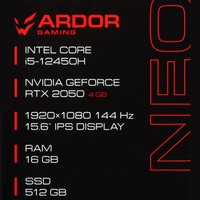 15.6" Noutbuk ARDOR GAMING NEO N15-I5ND410 qora