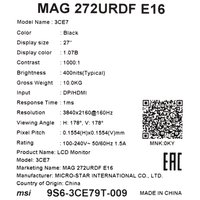 27" Монитор MSI MAG 272URDF E16 черный
