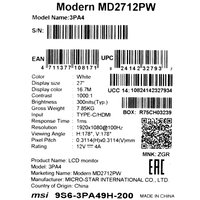 27" Monitor MSI Modern MD2712PW white
