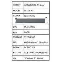 14" Ноутбук Tecno Megabook T14FA Air серый