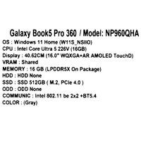 16" Ноутбук Samsung Galaxy Book5 Pro 360 NP960QHA серый