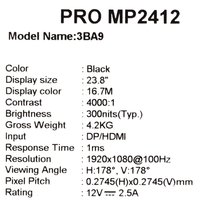 23.8" Монитор MSI PRO MP2412 черный