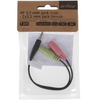 Кабель   Aceline jack 3.5 мм - jack 3.5 мм х2 шт. черный
