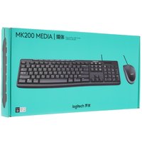 Клавиатура+мышь  проводная  Logitech MK200 черный