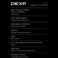 14.1" Ноутбук DEXP Aquilon C14-INW600 серый