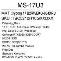 17.3" Laptop MSI Cyborg 17 B2RWEKG-034XRU black