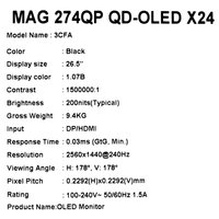 26.5" Монитор MSI MAG 274QP QD-OLED X24 черный