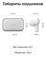 Наушники TWS Realme Buds T500 Pro  серебристый 2026