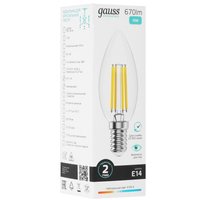 Лампа филаментная Gauss Filament Elementary Свеча 10W 670lm 4100К Е14 LED 1/10/100
