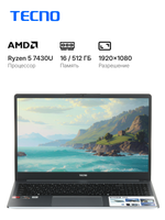 15.6" Ноутбук Tecno Megabook K15SDA серый