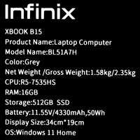 15.6" Ноутбук Infinix XBOOK B15 BL51A7H серый