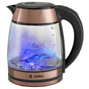 Изображение товара Электрочайник DELTA DL-1120 коричневый 1.8 л стекло автоматическое отключение