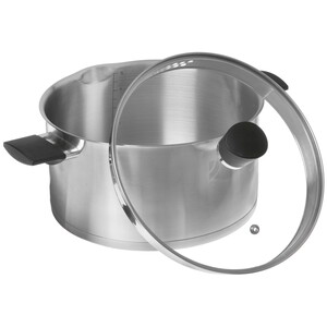 Изображение товара Кастрюля нержавеющая сталь 5.5 л с крышкой и ручками для газовых и индукционных плит