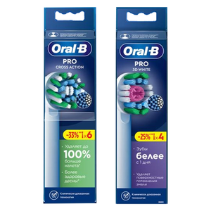 Изображение товара Набор сменных насадок ORAL-B Pro EB50RX-6 Cross Action + EB18рRX-4 3D White