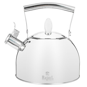 Изображение товара Чайник Rashel R-7833 3 л серебристый нержавеющая сталь с свистком и капсульным дном