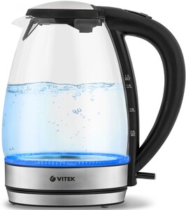 Изображение товара Электрочайник Vitek VT-7046 черный 1.7 л мощность 2200 Вт подсветка автоматическое отключение