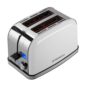 Изображение товара Серебристый тостер MAUNFELD MF-821WH с функциями размораживания и подогрева