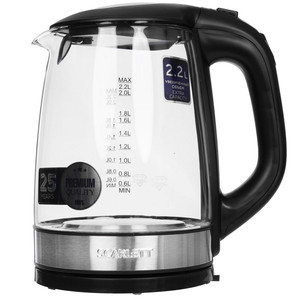 Изображение товара Электрочайник Scarlett SC - EK27G19 [термостойкое стекло, 2.2 л, 2200 Вт, фильтр, скрытый нагревательный элемент, черный, серебристый]